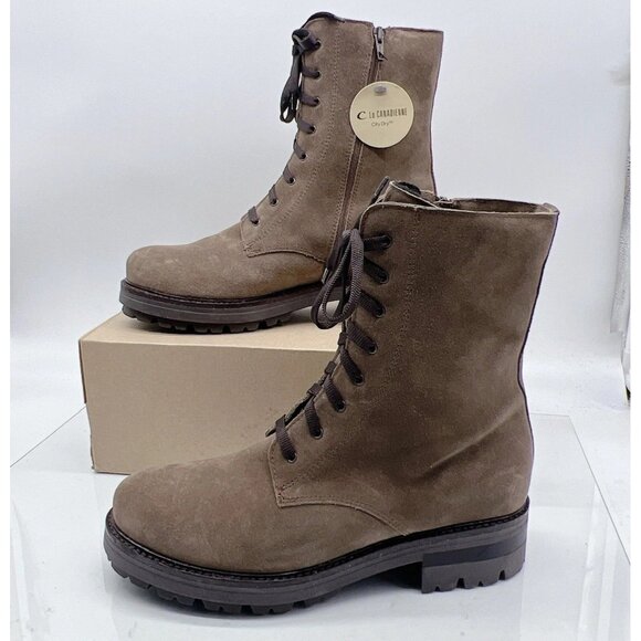 LA CANADIENNE BRITTANY WATERPROOF LUG LACE-UP BOOTS Light Brown US 10 NEW! $550 - Picture 1 of 11